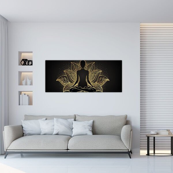 Egy lótuszvirág sziluettjének képe (120x50 cm)