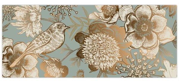 Arany virágok képe (120x50 cm)