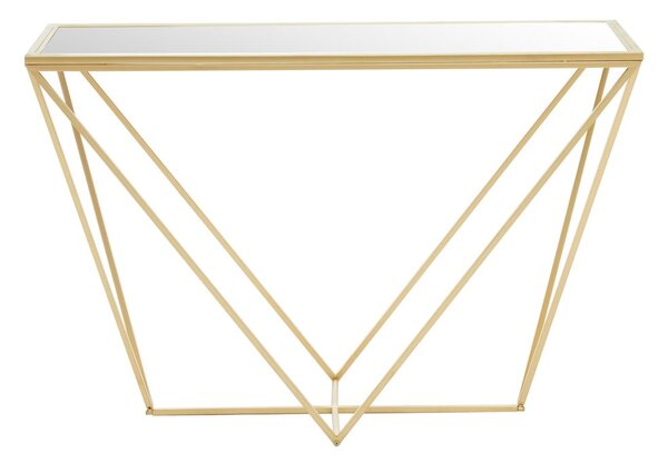 Aranyszínű konzolasztal üveg asztallappal 40x120 cm Farran – Premier Housewares