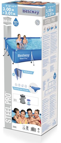 Bestway Steel Pro 56411 Négyszögletű medence (300 x 201 x 66 cm)