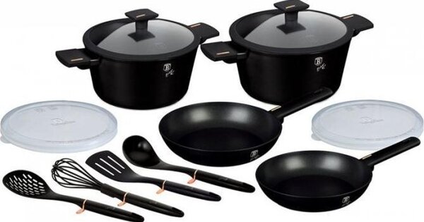 Berlinger Haus edénykészlet MONACO BLACK MAT alumínium 12 db-os