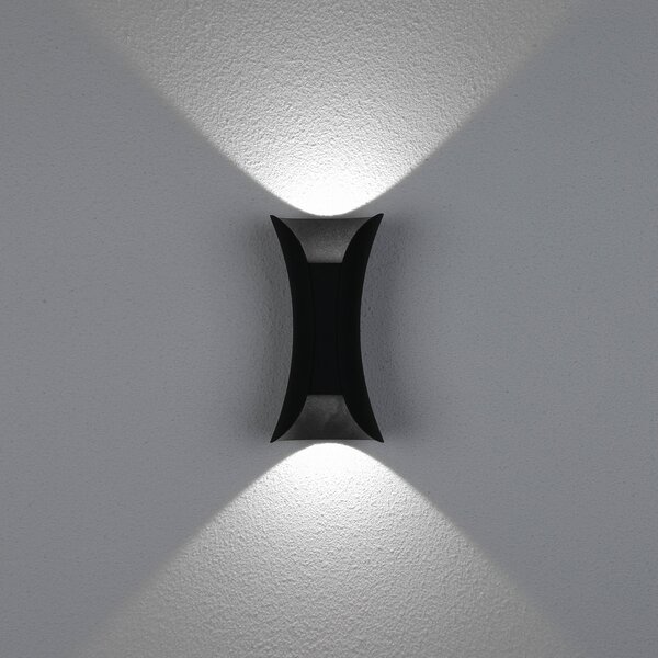 Kültéri fali LED lámpa 10W fekete színű IP65 vízálló 6000K hideg fényű (1002-2-BLACK-6000K)