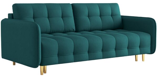 Kék szövet háromszemélyes kanapéágy MICADONI SCALETA 219 cm, arany alappal