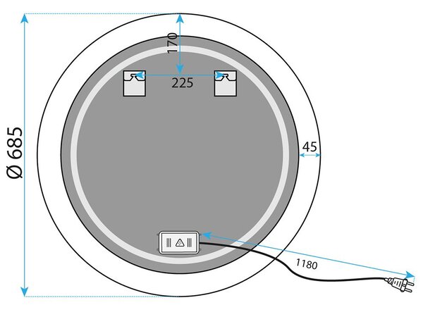 LED fali tükör YH-BL-1 70 cm