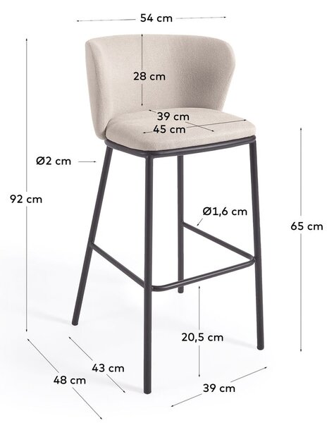 Bézs bárszék (ülésmagasság 65 cm) Ciselia – Kave Home