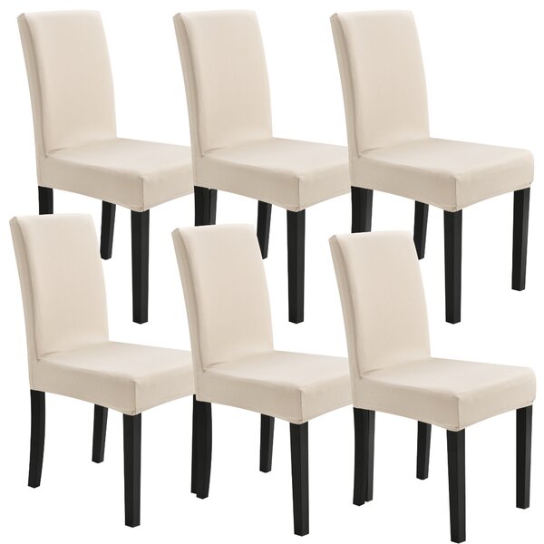 6 x Székhuzat vedőhuzat stretch mosható különböző méretű székre szett homokszínű