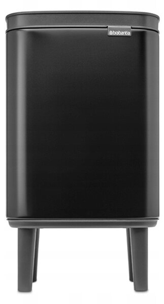 Brabantia Bo Waste Bin Hi hulladékgyűjtő felnyitható, Soft-Close fedéllel, magasított, lábakon álló, műanyag tartály, 4L - A méret, acél, matt fekete - 227028