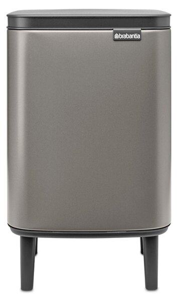 BRABANTIA Bo Waste Bin Hi hulladékgyűjtő felnyitható Soft-Close fedéllel magasított lábakon álló műanyag tartály 7L - B méret acél platinaszürke - 227202