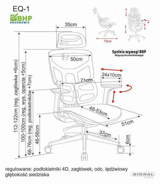 EQ-1 ergonomikus forgószék hálós háttámlával szürke 4D kartámasszal