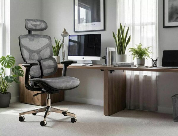 EQ-1 ergonomikus forgószék hálós háttámlával szürke 4D kartámasszal