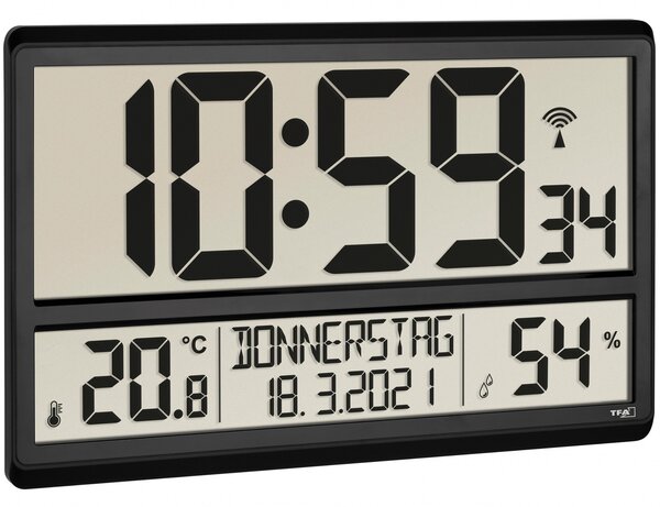 TFA 60.4520.01 Rádióvezérelt óra - Fekete