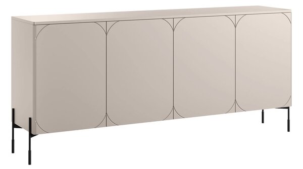 Sonatia négyajtós komód 200 cm - kasmír / fekete lábak