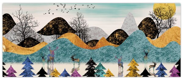 Grafikus kép szarvas (120x50 cm)