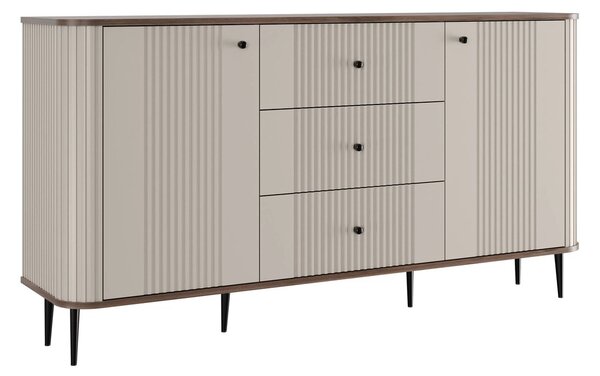 Vesper fiókos lábas komód 160 cm - kasmír / dió / fekete lábak