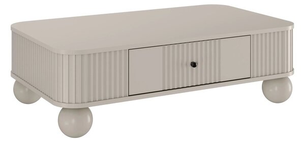 Vesper fiókos dohányzóasztal 103x60 cm - kasmír / fekete fogantyúk / gömb alakú lábak