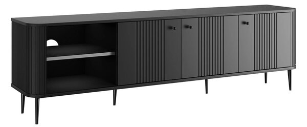 Vesper 3D TV szekrény 187 cm - fekete / fekete lábak