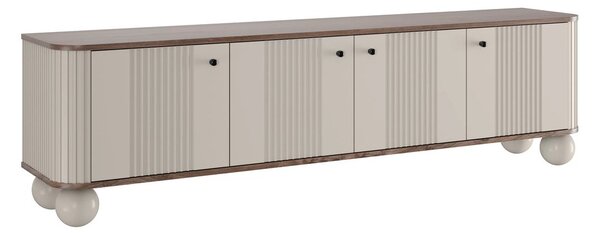 Vesper 4D TV szekrény 187 cm - kasmír / dió / fekete fogantyúk / gömb alakú lábak