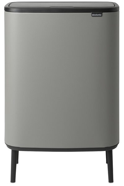 BRABANTIA Bo Touch Bin Hi hulladékgyűjtő Soft-Close fedéllel magasított lábakon álló műanyag tartály XXL 60L - M méret acél betonszürke ásványi textúra - 130281