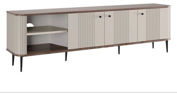 Vesper 3D TV szekrény 187 cm - kasmír / dió / fekete lábak
