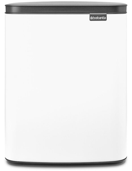 Brabantia Bo Waste Bin hulladékgyűjtő felnyitható, Soft-Close fedéllel, műanyag tartály, 12L - C méret, acél, fehér - 222467