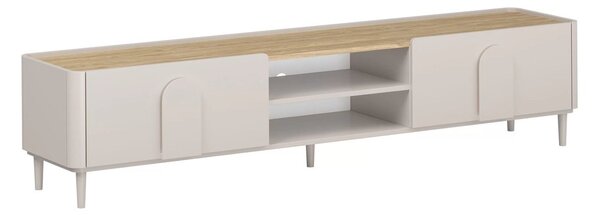 Amilio fiókos lábas TV szekrény 220 cm - kasmír / olajozott tölgy / kasmír fogantyúk