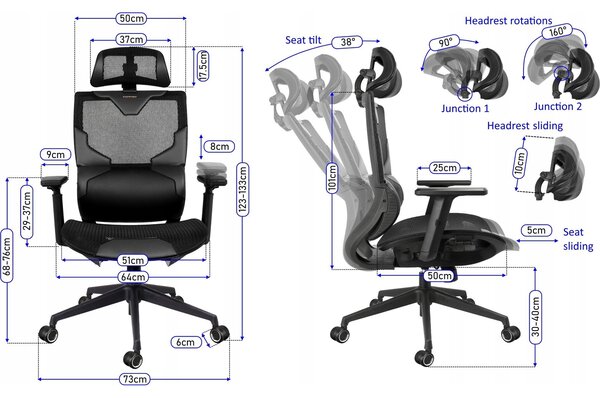 Cortek Vision Gamer Szék Fekete Légáteresztő