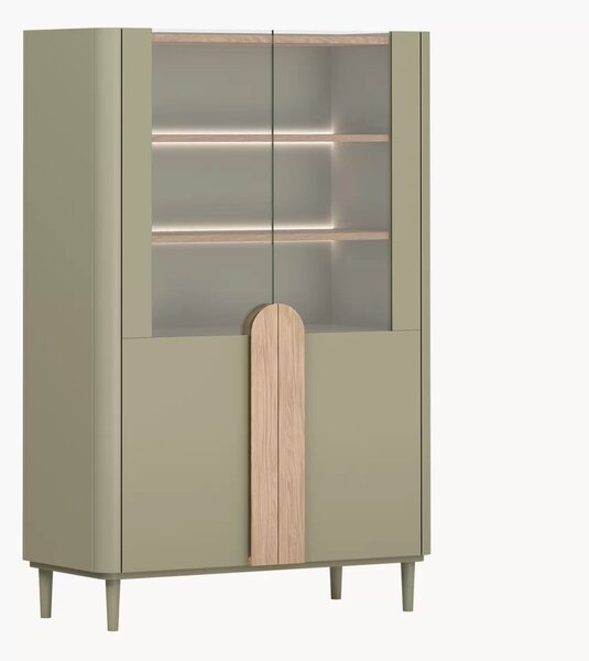 Amilio lábas vitrin 100 cm - eukaliptusz / baltic dune tölgy / natúr tölgy fogantyúk