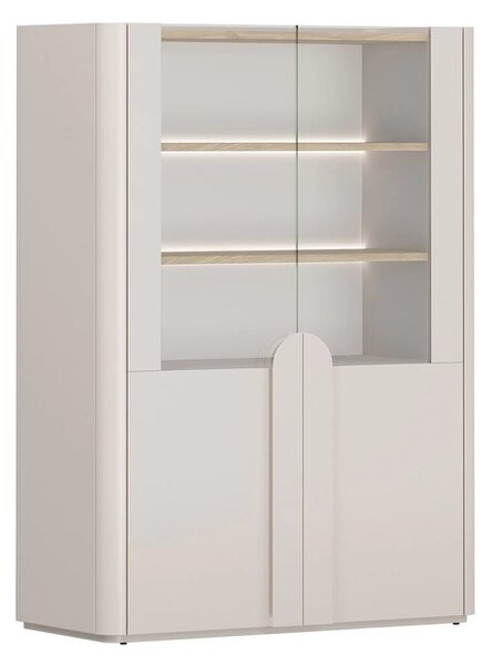 Amilio kétajtós vitrin 100 cm - kasmír / olajozott tölgy / kasmír fogantyúk