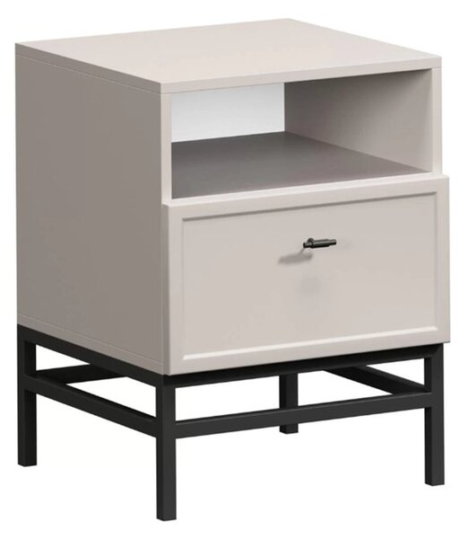 Lorini fiókos éjjeliszekrény 45 cm - kasmír / fekete T-bar fogantyúk / keret