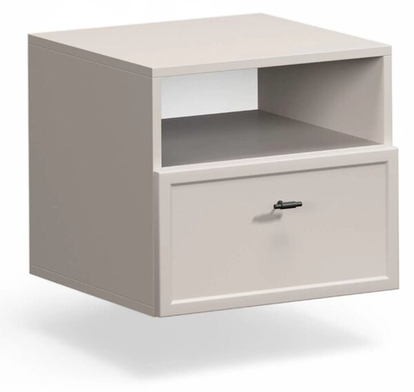 Lorini fali fiókos éjjeliszekrény 45 cm - kasmír / fekete T-bar fogantyúk