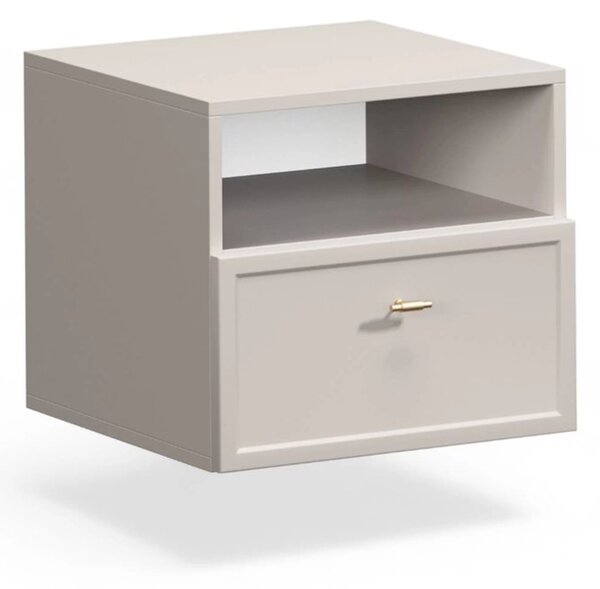 Lorini fali fiókos éjjeliszekrény 45 cm - kasmír / arany T-bar fogantyúk