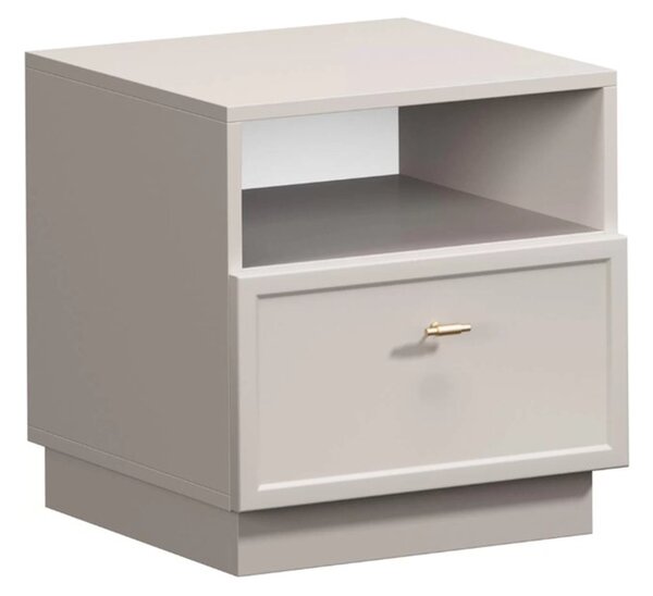 Lorini fiókos éjjeliszekrény 45 cm - kasmír / arany T-bar fogantyúk