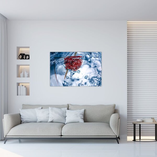 Kép - málna részlete a vízben (90x60 cm)