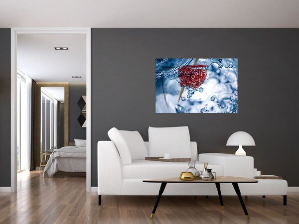 Kép - málna részlete a vízben (90x60 cm)