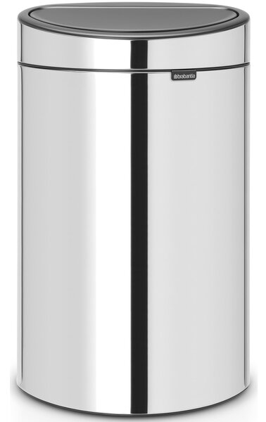 BRABANTIA Touch Bin New Soft-Touch nyomófedeles hulladékgyűjtő belső tartállyal ovális 40L - L méret r.m. acél fényes - 112881