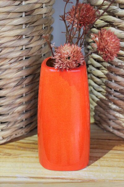 Narancssárga kerámia váza 19cm