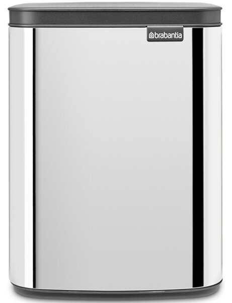 BRABANTIA Bo Waste Bin hulladékgyűjtő felnyitható Soft-Close fedéllel fali/álló műanyag tartály 7L - B méret r.m. acél fényes - 222948