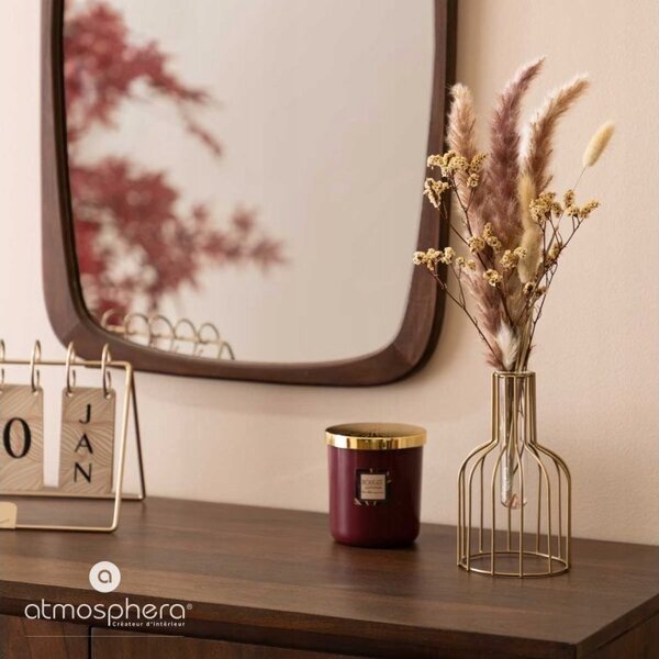 Arreglo De Flores Secas Otoño Oro Metal Rosa H40cm