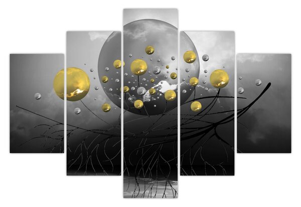 Arany absztrakt gömbök képe (150x105 cm)
