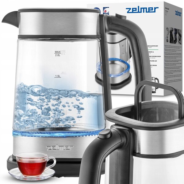Zelmer Square ZCK8021 2200W 2L üveg/inox vízforraló