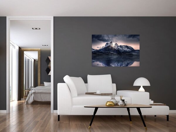 Tó és hegy képe (90x60 cm)