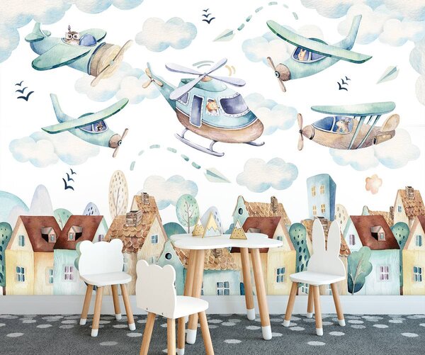 Fotótapéta - Repülőgép és helikopter (152,5x104 cm)