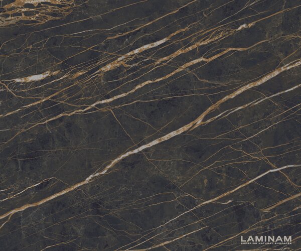 DELIFE Dohányzóasztal Edge hajóformájú 140x80 cm Laminam® kerámia Noir Desir barna Conis metál ezüst