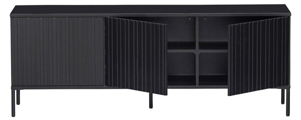 Fekete borovi fenyő TV-állvány 150x56x44 cm Gravure – WOOOD