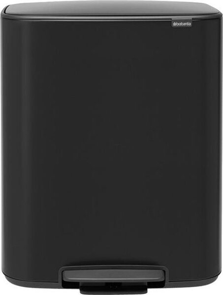 BRABANTIA Bo Pedal Bin pedálos hulladékgyűjtő szagmentesen záródó Soft-Close fedél műanyag tartály 60L - M méret acél matt fekete - 211362