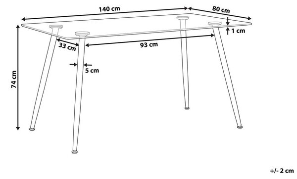 Étkezőasztal MIDLAND Fekete 140 cm 80 cm Edzett üveg