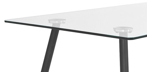 Étkezőasztal MIDLAND Fekete 140 cm 80 cm Edzett üveg