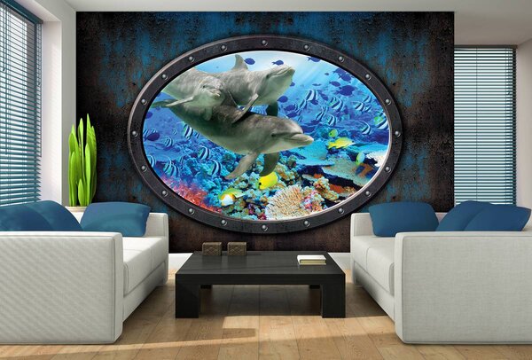Fotótapéta - Delfinek az akváriumban (152,5x104 cm)