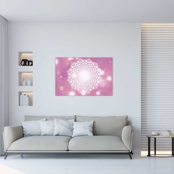 Egy mandala képe rózsaszín háttérrel (90x60 cm)