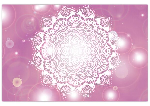 Egy mandala képe rózsaszín háttérrel (90x60 cm)
